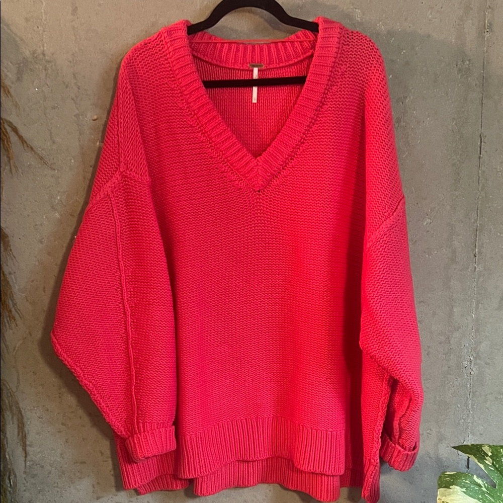 Free People V-Neck Oversized Sweater